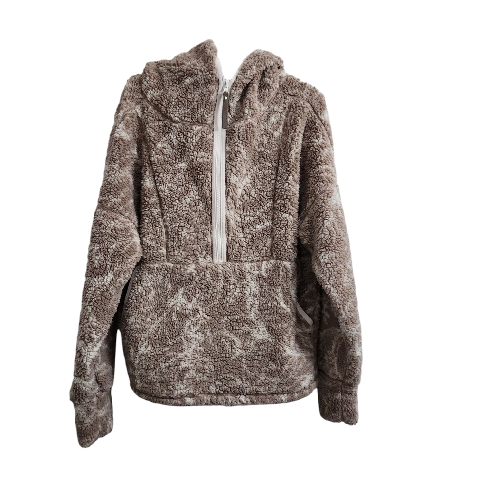 PrAna Polar Escape Sweater Large Brown Half Zip French Terry Fleece Hoodie